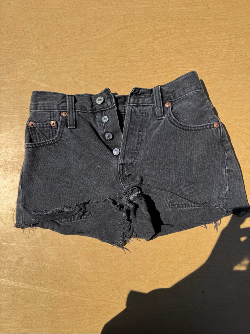 Levi's Black Distressed Cutoff Denim Shorts